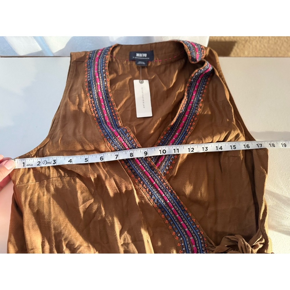 MAEVE by Anthropologie Liviana Wrap Tunic bohemian embroidered V-neck - Picture 8 of 8